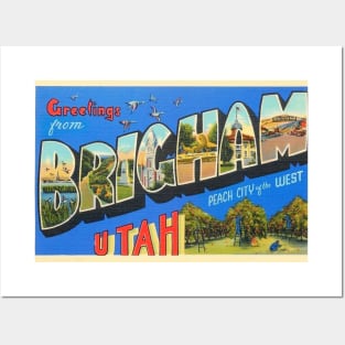 Greetings from Brigham Utah, Vintage Large Letter Postcard Posters and Art